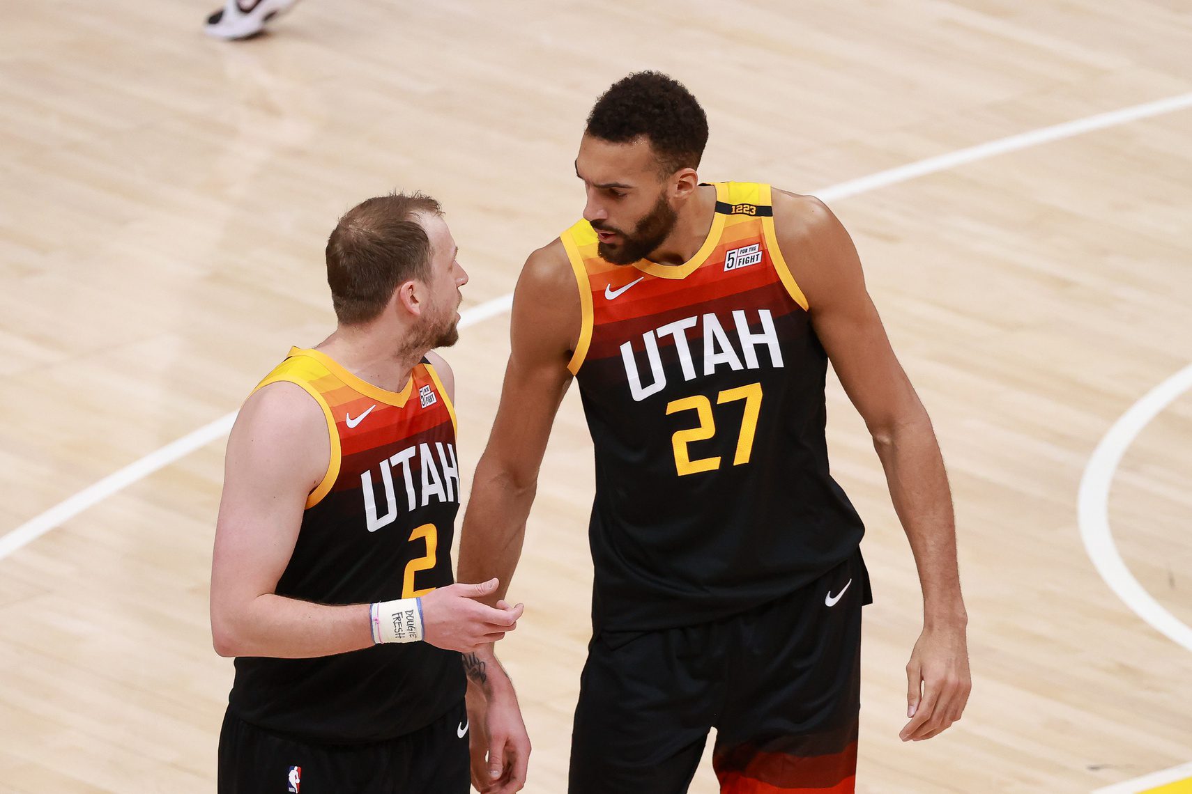 Minnesota Timberwolves: New Anthony Edwards Teammate Opens Up About Failed Recruitment 2 Mar 24, 2021; Salt Lake City, Utah, USA; Utah Jazz guard Joe Ingles (2) and center Rudy Gobert (27) walk off the court during a timeout in the second quarter against the Brooklyn Nets at Vivint Smart Home Arena. Mandatory Credit: Chris Nicoll-USA TODAY Sports