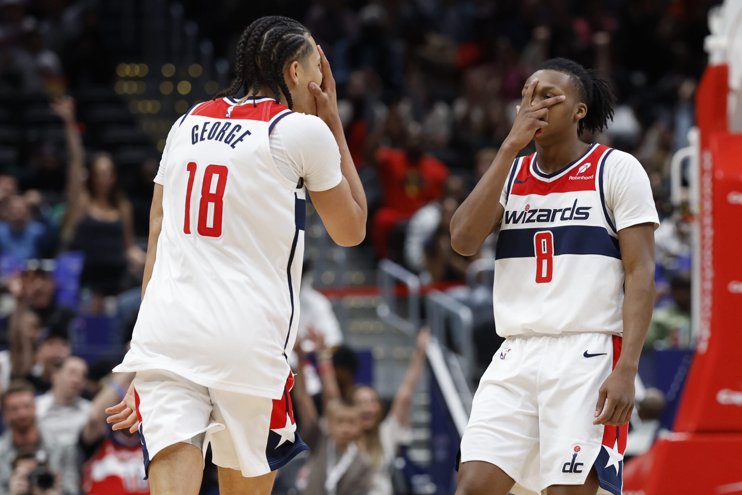 Washington Wizards Dealt With Huge Injury Blow to 1 of Their Rotation Players 3 Kyshawn George, Bub Carrington, Washington Wizards