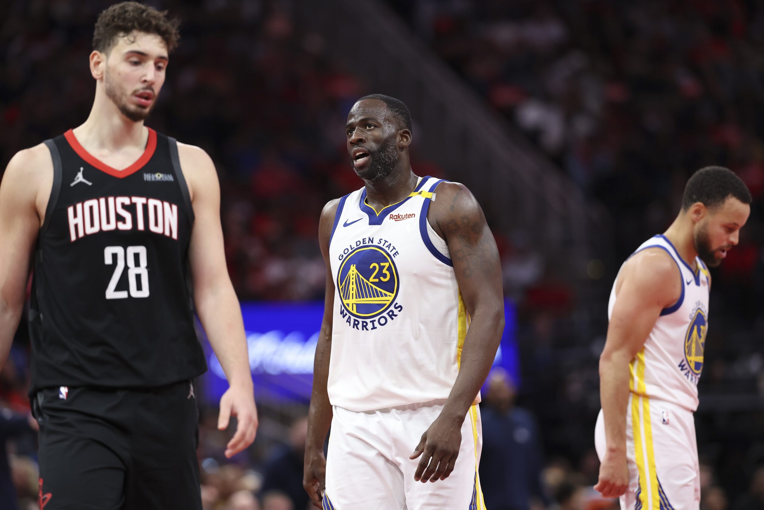 Golden State Warriors' Stephen Curry And Draymond Green Gets Technical Fouls After Shoving Match With Dillon Brooks 1 Golden State Warriors, Houston Rockets