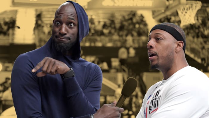 "It Was Never Our Intention": Kevin Garnett & GF Teare Chandelier Breaks Silence On Domestic Dispute In Public Statement 4 Kevin Garnett and Paul Pierce chime in on the restricted issue in the NBA.