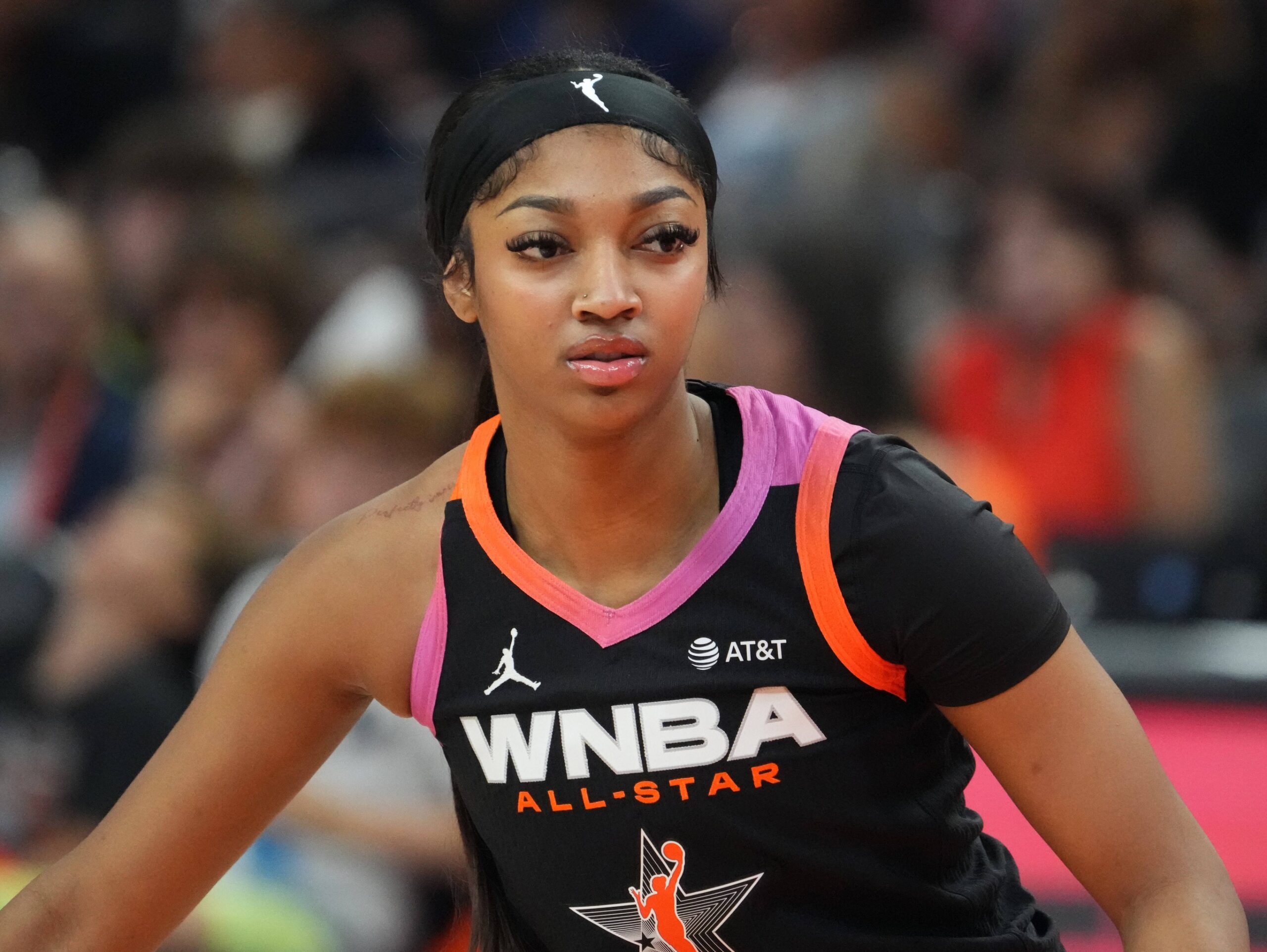 Team WNBA forward Angel Reese gets in position against USA Women's National Team during the WNBA All Star Game at Footprint Center.