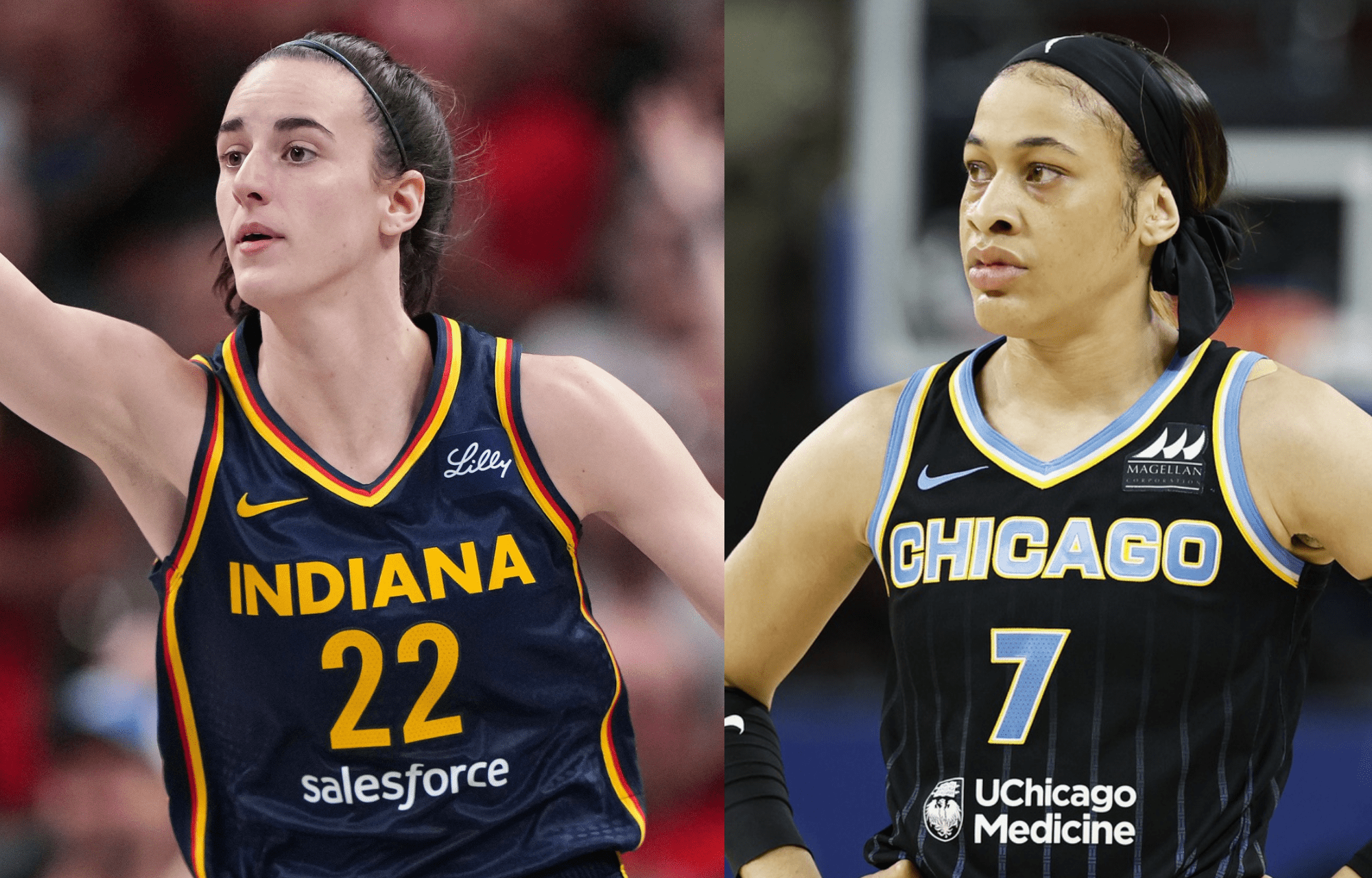 "Just Got To Stay Patient": Chennedy Carter Opens Up On Waiting For WNBA Contract Offers 2 Indiana Fever star Caitlin Clark (left) and Chicago Sky guard Chennedy Carter (right). Photo credits: Imagn