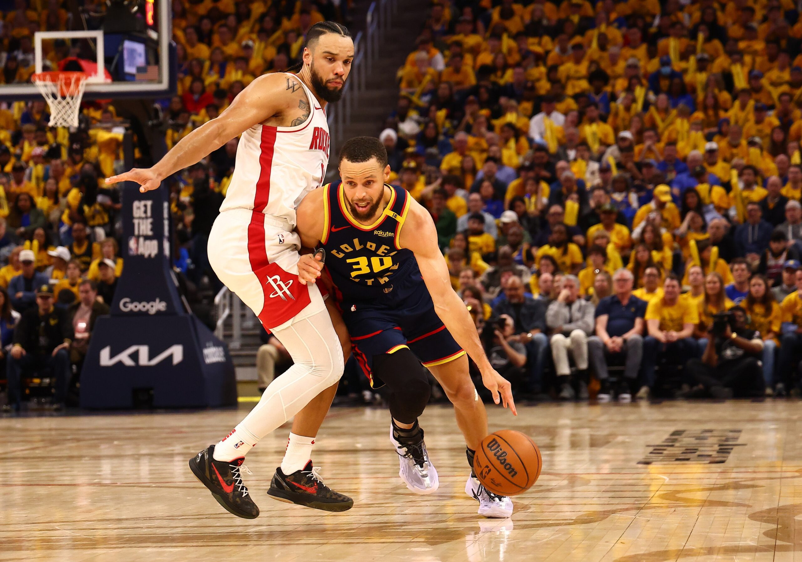 Stephen Curry Gives 1 Big Warning as Golden State Warriors Prepare for Game 7 3 Golden State Warriors guard Stephen Curry (30) drives in against Houston Rockets forward/guard Dillon Brooks (9) during the third quarter of game four of the 2025 NBA Playoffs first round at Chase Center.