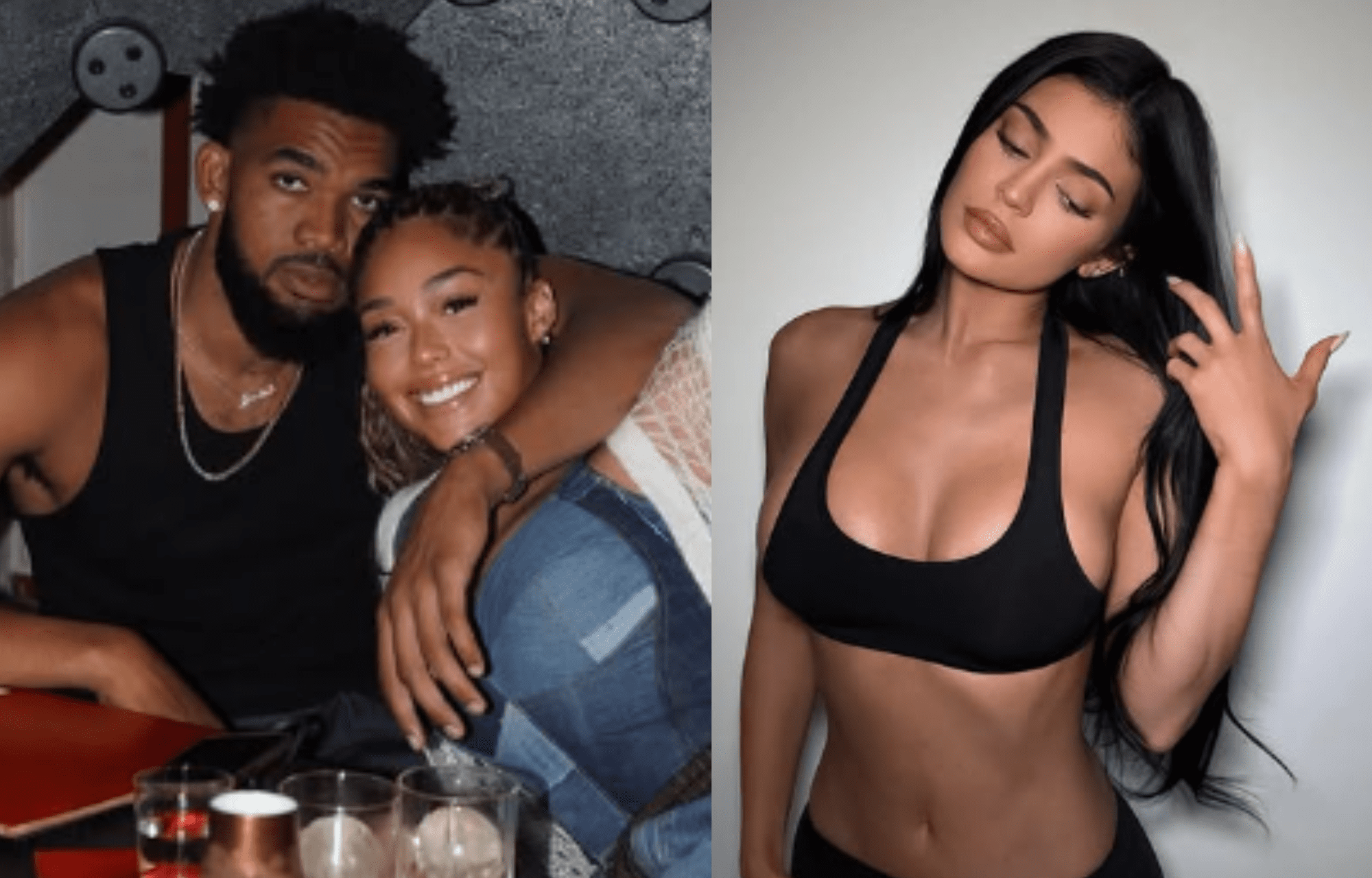 "Of Course Body Too": Kylie Jenner's Swimsuit Snaps Gets Karl-Anthony Towns GF Jordyn Woods Gushing 1 Karl-Anthony Towns with GF Jordyn Woods (left) and American media personality Kylie Jenner. Photo credits: Instagram