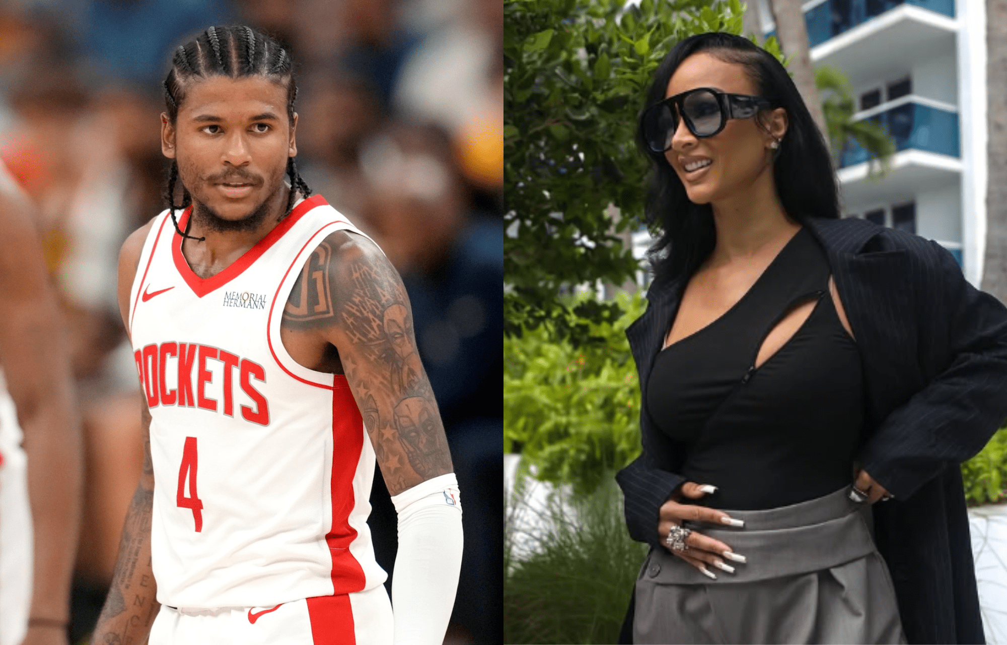 Jalen Green's GF Draya Michele Posts Vacation Photo After Rockets Star Loses Game 7 1 NBA star Jalen Green and long-time girlfriend, Draya Michele, Photo credits: Imagn and Instagram