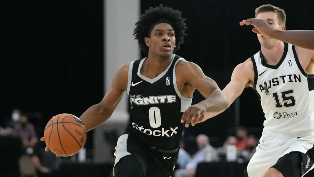 NBA G-League Ignite Team to be Shutdown in 2024: The Rise and Fall of the Ignite Team 4 Scoot Henderson drives during game. Mandatory Credit: Stephen R. Sylvanie USA TODAY Sports