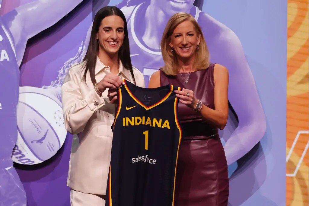 Recapping the 2024 WNBA Draft 1 Apr 15, 2024; Brooklyn, NY, USA; Caitlin Clark poses with WNBA commissioner Cathy Engelbert after she is selected with the number one overall pick to the Indiana Fever in the 2024 WNBA Draft at Brooklyn Academy of Music. Mandatory Credit: Brad Penner-USA TODAY Sports