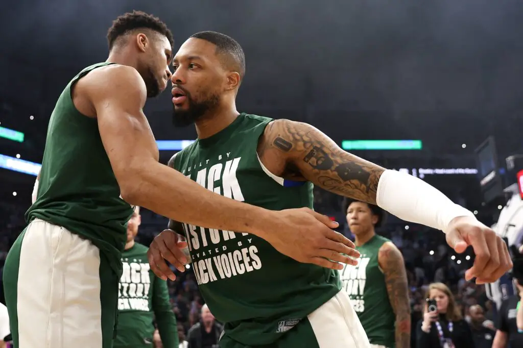 Giannis Antetokounmpo Makes Bold Claim Amid Damian Lillard's Pro-Longed Absence, Suggests Homecourt Advantage Does Not Matter - 'I Don’t Care If We Lose 5 in a Row' 2 Damian Lillard, Giannis Antetokounmpo