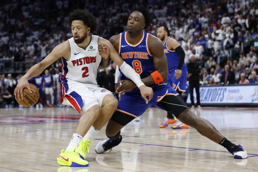 'There's Contact': Ref Admits He Screwed Detroit Pistons In Knicks' Win, Coach Slams Refs 1 Detroit Pistons guard Cade Cunningham (2) is defended by New York Knicks forward OG Anunoby (8) in the second half during game three of first round for the 2024 NBA Playoffs at Little Caesars Arena.