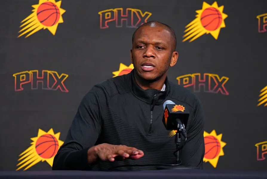 Suns shake up front office, eye bold changes and new head coach 2 Suns GM James Jones speaks with the press during a press conference at the Footprint Center in Phoenix on May 1, 2024